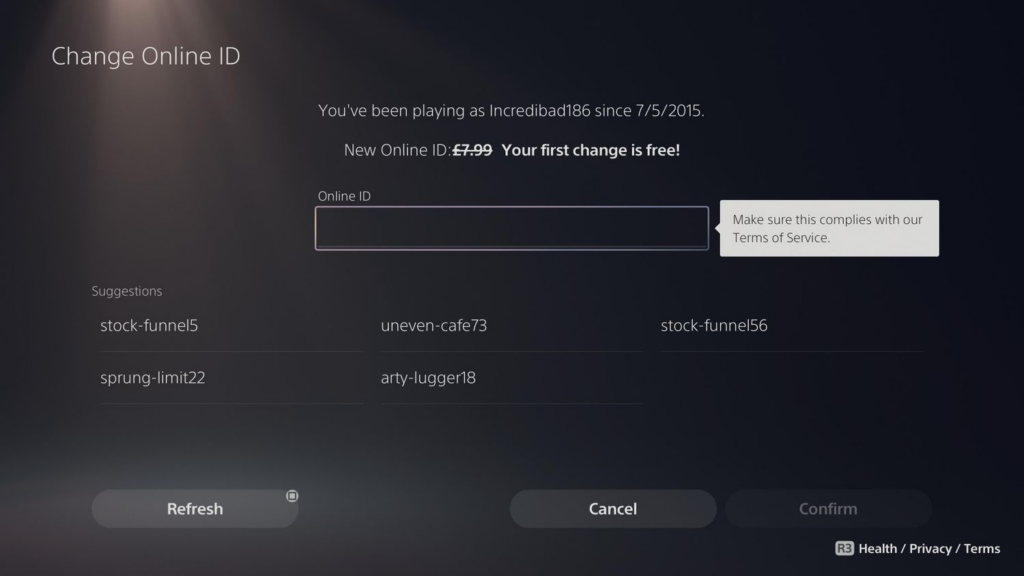 Change PlayStation Username